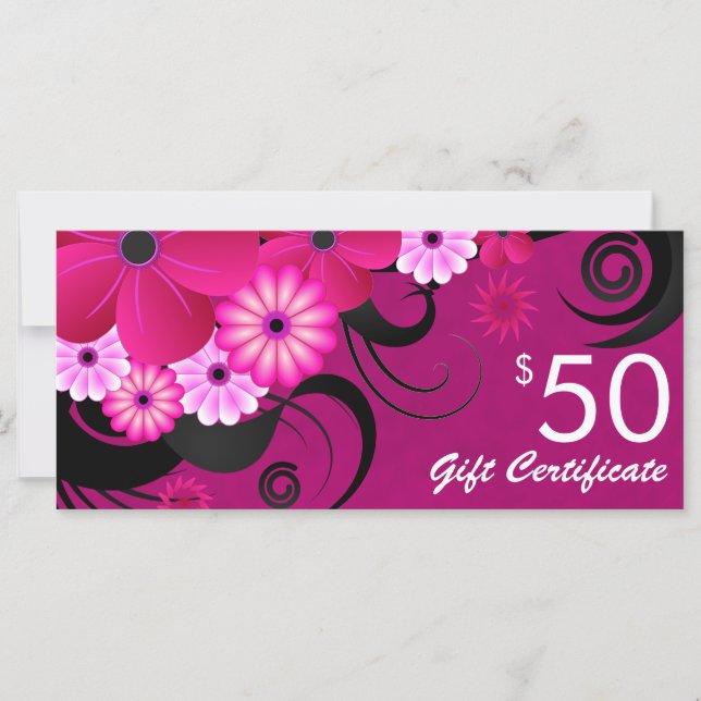 Fuchsia Purple Elegant Custom $50 Gift Certificate (Front)