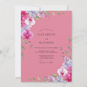 Fuchsia Purple Orchid Wedding Invitation