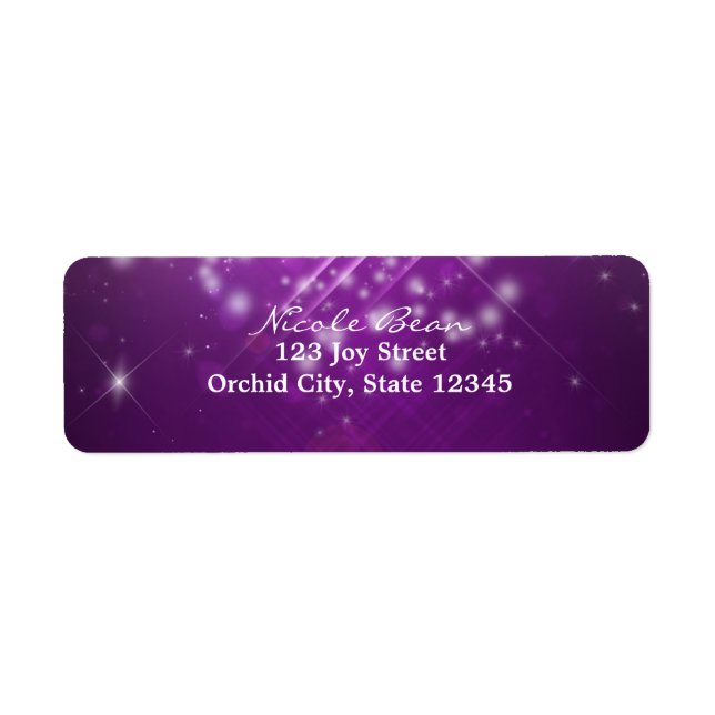 Fuchsia Purple Sparkle Club Party Address Labels (Front)