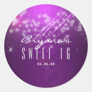 Fuchsia Purple Sparkle Club PARTY Stickers