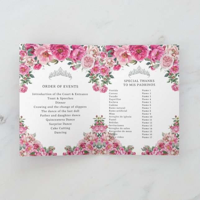 Fuchsia Quinceanera Padrinos Church Events Program Programme (Inside)