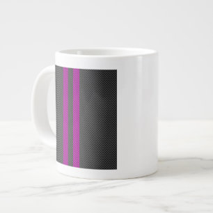 Fuchsia Racing Stripes in Carbon Fibre Style Large Coffee Mug