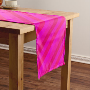 Fuchsia, Red, Magenta & Pink Angled Stripes Long Table Runner