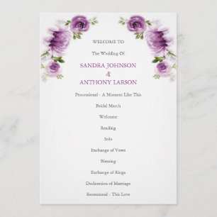 Fuchsia Roses and Peonies Wedding Program Programme