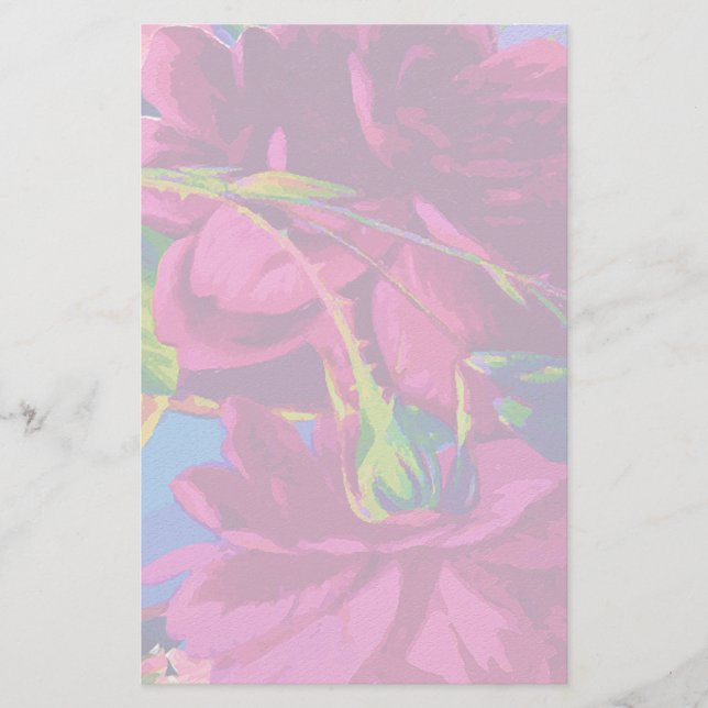 Fuchsia Roses Stationery (Front)