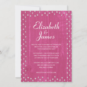 Fuchsia Rustic Barn Wood Wedding Invitations