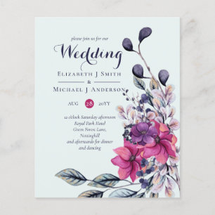 Fuchsia Sage Autumn Fall Wedding Invites BUDGET