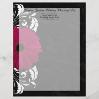 Fuchsia Scroll Gerbera Daisy w/Black and White