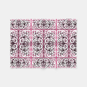 Fuchsia scrollwork pattern fleece blanket