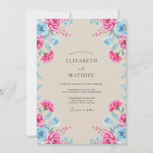 Fuchsia Sky Peony Wedding Invitation