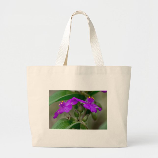 Fuchsia Spiderwort Twins Wildflower Gifts  Apparel Large Tote Bag (Front)