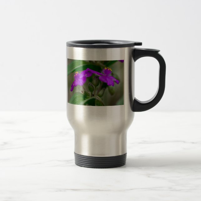 Fuchsia Spiderwort Twins Wildflower Gifts  Apparel Travel Mug (Right)