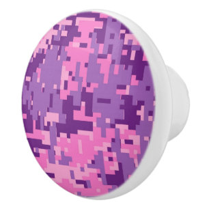 Fuchsia Storm Digital Camo Camouflage Customisable Ceramic Knob