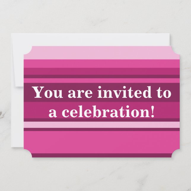 Fuchsia stripes invitation (Front)