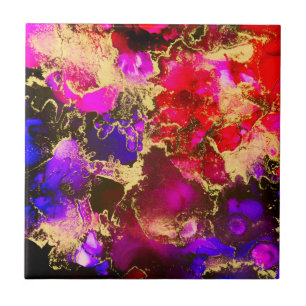 Fuchsia Stunning Alcohol Ink Painting Tile