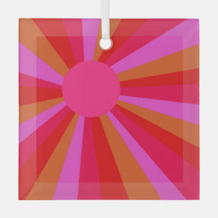 Fuchsia Sunburst Minimalist Colourful Suncatcher  Glass Tree Decoration