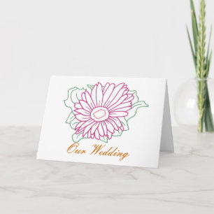 Fuchsia Sunflower Our Wedding Invitation Cards