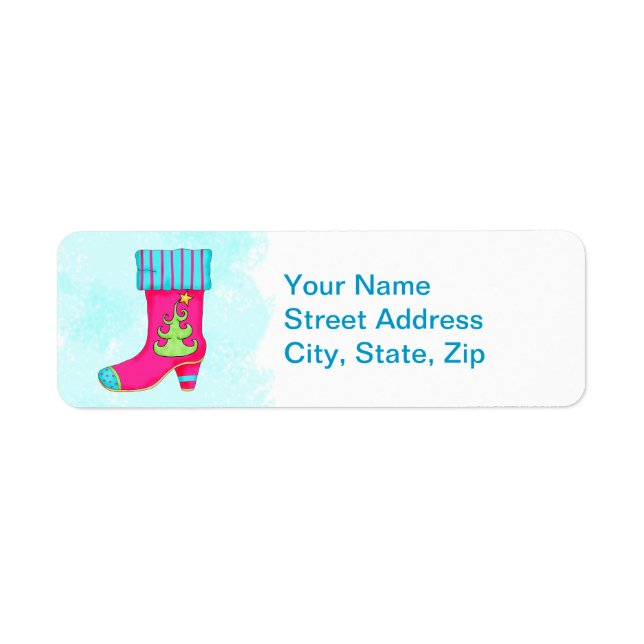Fuchsia Turquoise Merry Christmas Boot Stocking (Front)