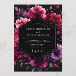 Fuchsia Umbral Bloom Wedding Invitation