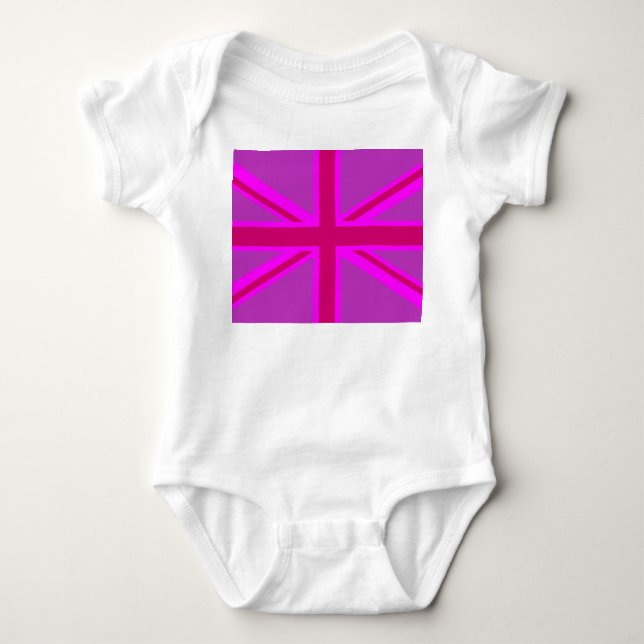 Fuchsia Union Jack Baby Bodysuit (Front)