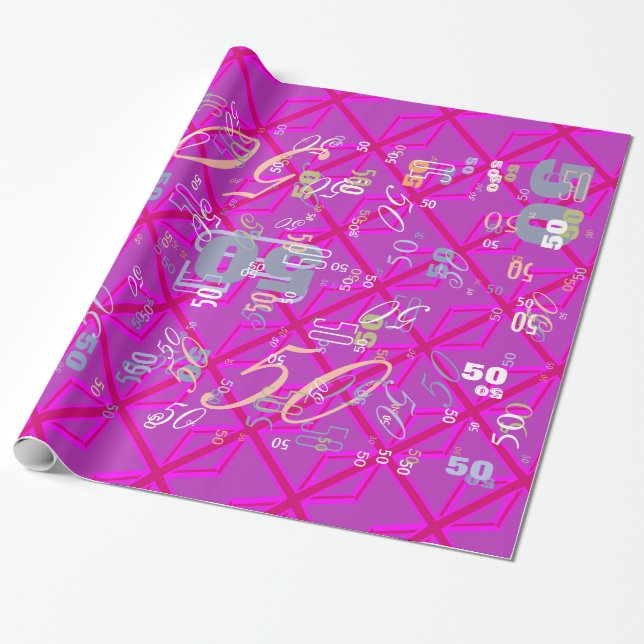 Fuchsia Union Jack Wrapping Paper (Unrolled)
