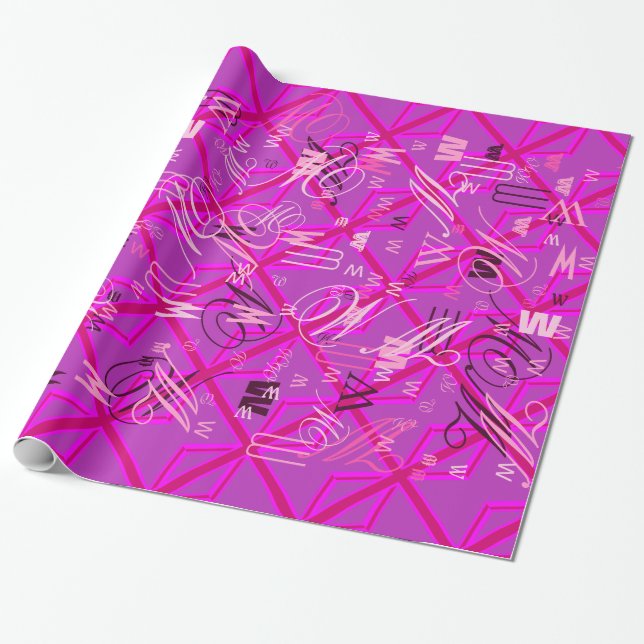Fuchsia Union Jack Wrapping Paper (Unrolled)