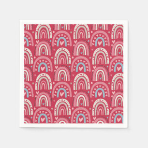 Fuchsia Valentines Day Rainbows Napkin
