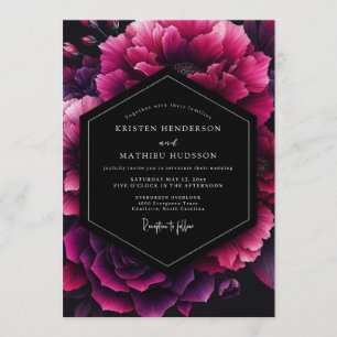 Fuchsia Velvet Bloom Wedding Invitation