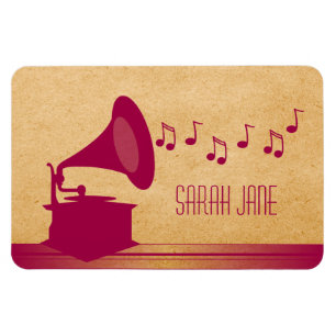 Fuchsia Vintage Gramophone Premium Magnet