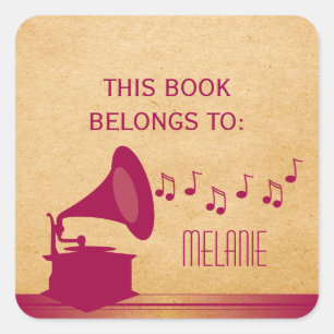 Fuchsia Vintage Gramophone Stickers