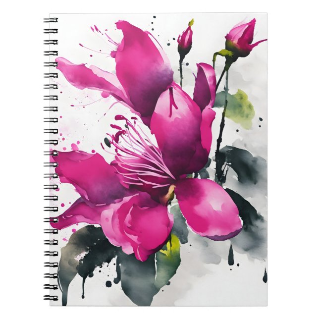 Fuchsia - Watercolor flowers Notebook (Front)