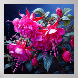 fuchsia watercolor Poster
