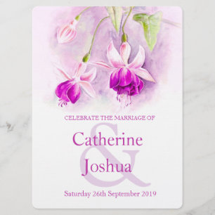 Fuchsia watercolor purple pink wedding invite