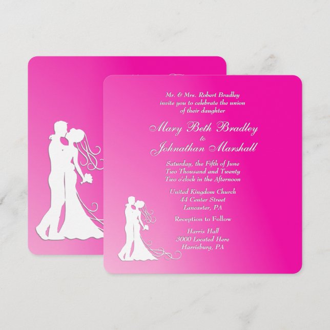 Fuchsia Wedding Invitation (Front/Back)