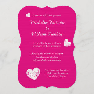 Fuchsia wedding invitations   hot neon pink colour