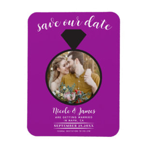 Fuchsia Wedding Ring Photo Save the Date Magnet