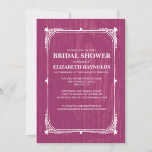 Fuchsia Western Barn Wood Bridal Shower Invitation