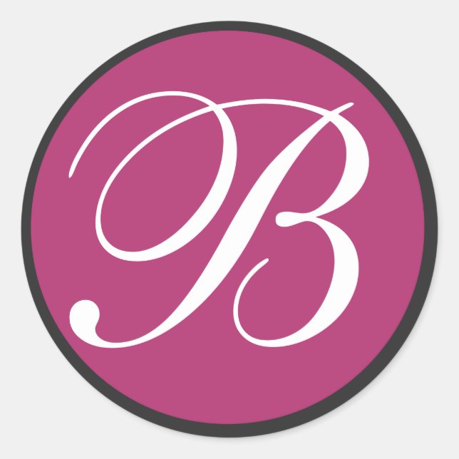 Fuchsia & White Monogrammed Wedding Envelope Seals (Front)
