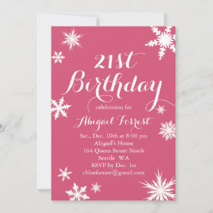 Fuchsia Winter 21st Birthday Invitation