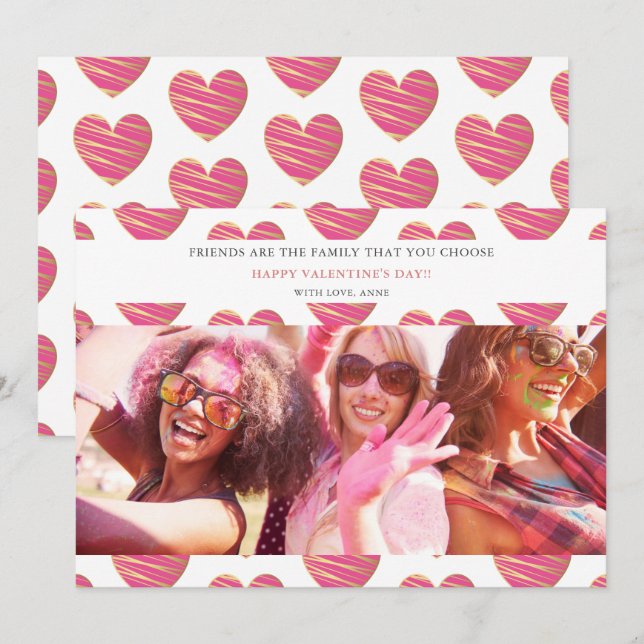 Fucshia Heart Best Friends Photo Happy Valentine's (Front/Back)