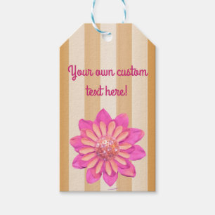 Fucsia Floral & Golden Stripes Template for Custom Gift Tags