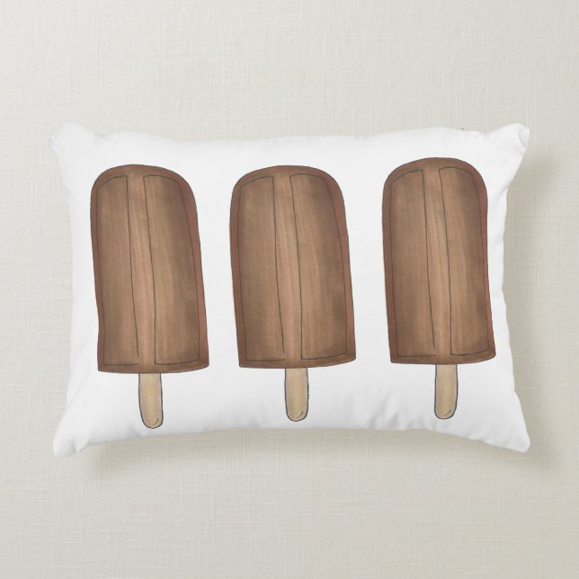 Fudge Brown Ice Cream Pop Fudgesicles Popsicles Decorative Cushion (Front)