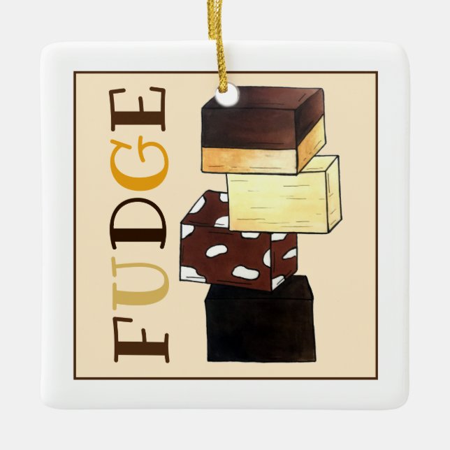 Fudge Stack Confection Confectionery Candy Sweets Ceramic Ornament (Front)