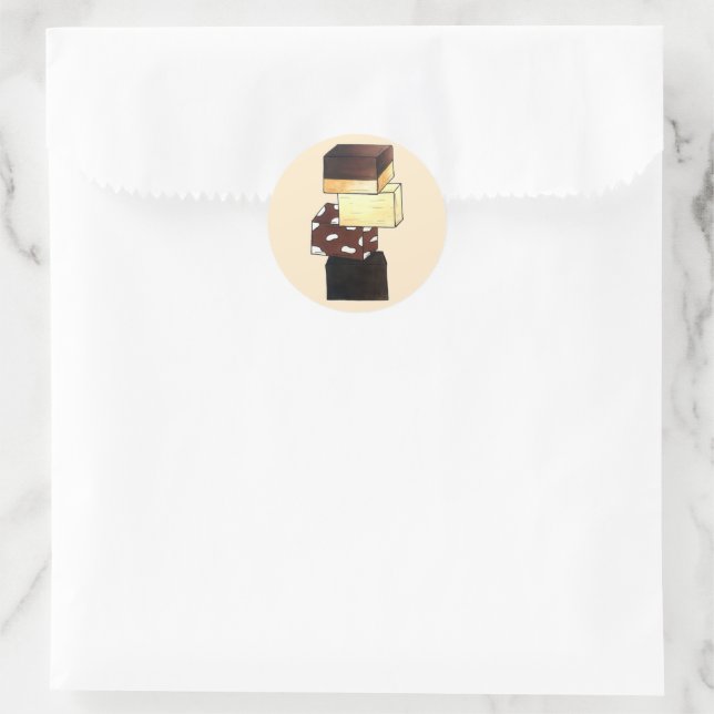 Fudge Stack Confection Confectionery Candy Sweets Classic Round Sticker (Bag)