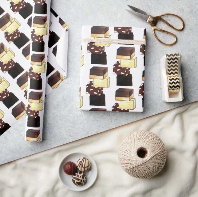 Fudge Stack Confection Confectionery Candy Sweets Wrapping Paper (Crafts)