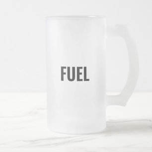 Fuel black letters minimalist cool frosted glass beer mug
