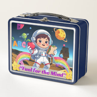 Fuel for the Mind Inspirational Quote Space Design Metal Lunch Box