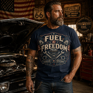 Fuel & Freedom | Vintage Garage Culture Americana  T-Shirt