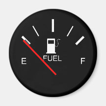 FUEL GAUGE EMPTY FULL BLACK WHITE RED TRAVEL MAGNE