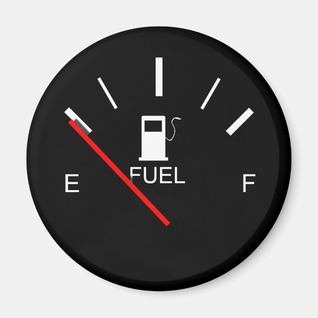 FUEL GAUGE EMPTY FULL BLACK WHITE RED TRAVEL MAGNE MAGNET (Front)